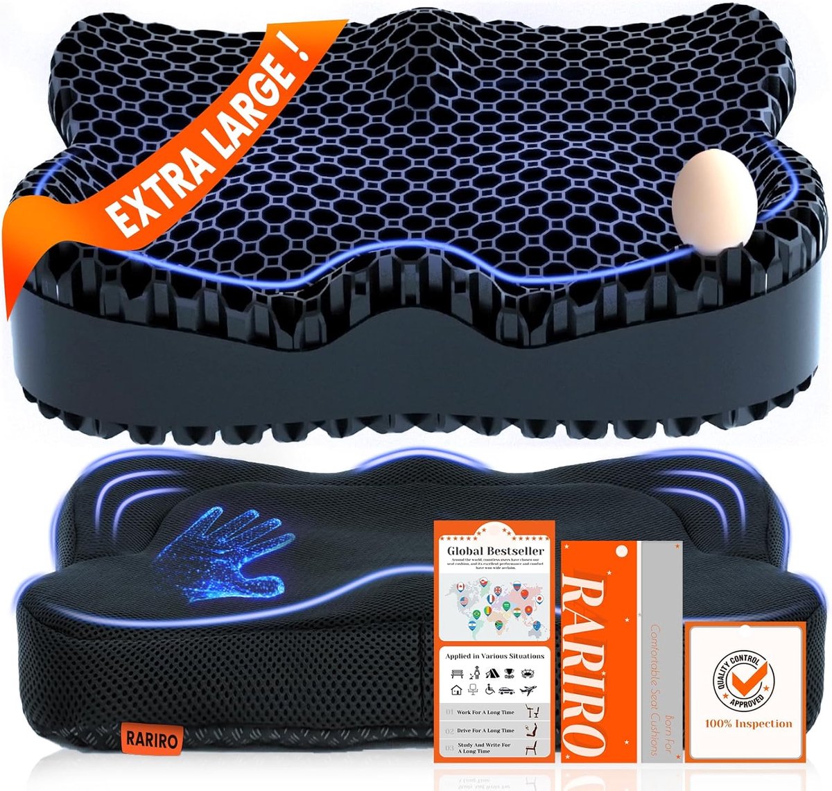 Gel Zitkussen voor Pijnverlichting - 50 cm Stoelkussen voor Rolstoel en Bureaustoel