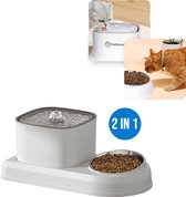 Drinkfontein & Voerbak – Automatische Waterfontein 3L met LED – Voor Katten & Kleine Honden – Stil (30dB) – Wit