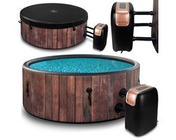 COIL Bains een remous, Tuin SPA, opblaasbare buiten-SPA - 6 personen, houtlook, duurzaam DWF-materiaal, snel opblaasbaar, wellness-hydromassage, Rustiek