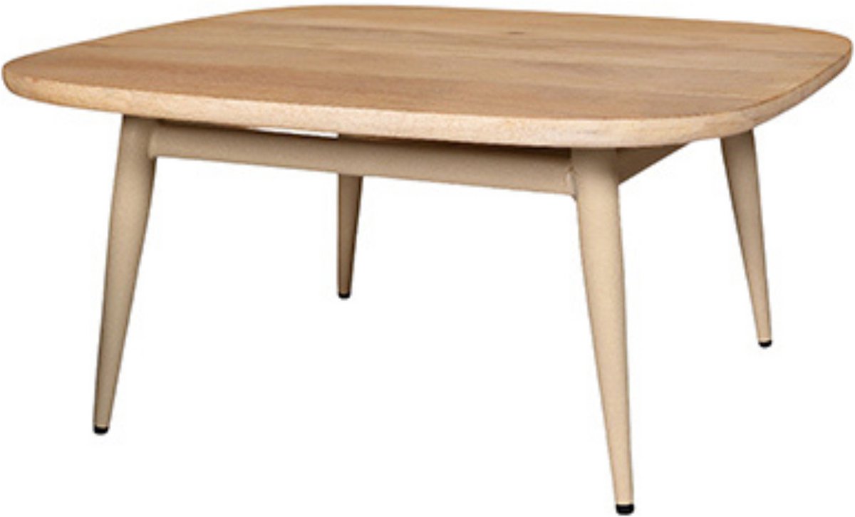 by Mooss - Salontafel - Naturel - Ivory - 75x75 cm - Trendy - Hout - Metaal - Mangohout - Minimalistisch
