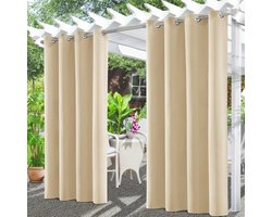 Waterdicht Buitengordijn voor Balkon en Terras - Zonwering en Privacy Gordijn (132 x 215 cm, Beige)