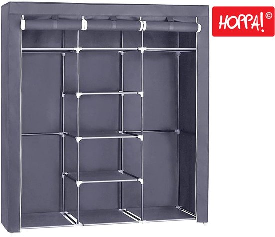 Hoppa! Armoire XXL - 175 cm - Avec Étagères et tringle à vêtements - Pliable et spacieuse