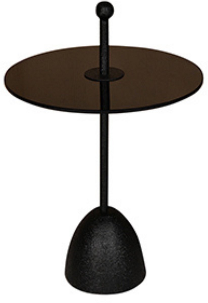 by Mooss - Bijzettafel - Rond - Glas - Black - Ã˜ 40 - Metaal - Trendy - Handvat