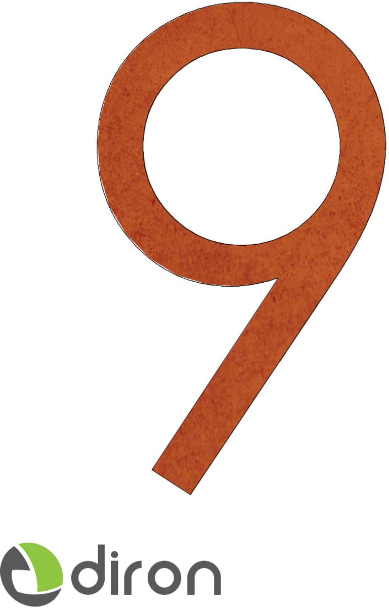 Huisnummer - Cortenstaal - 15 cm. - Nr.9 - CeGo -Diron