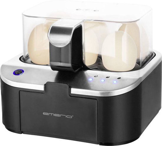 Emerio Smart Eierkoker Elektrisch - Voor 6 Eieren - 400W - Spraakmeldingen - Hard, zacht en medium gekookt tegelijk - Inclusief Maatbeker - EB-123177.12 - Eierkoker Zwart