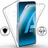 Ntech Samsung Galaxy A40 Dual TPU Case hoesje 360° Cover 2 in 1 Case ( Voor en Achter) Transparant