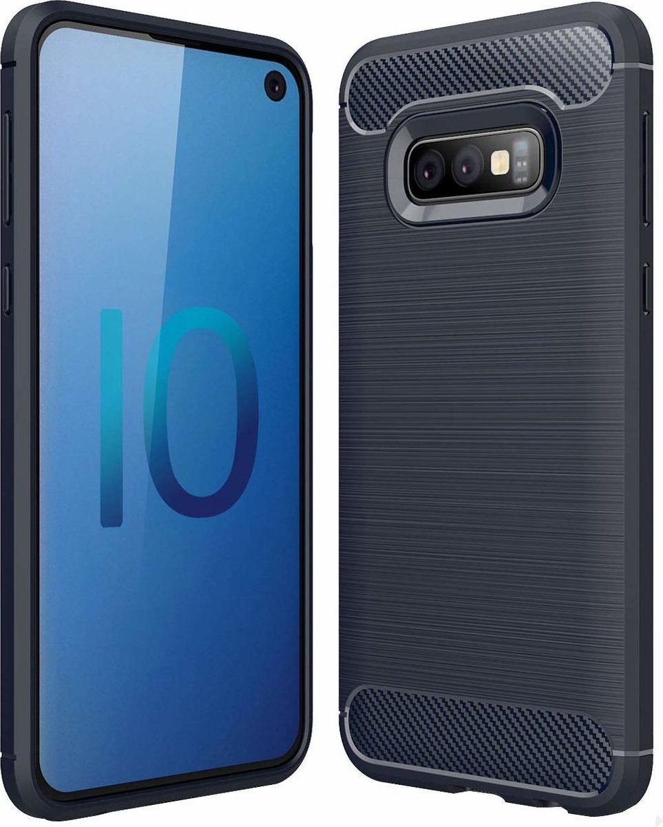 Ntech Soft Brushed TPU Hoesje Geschikt Voor Samsung Galaxy S10e - Donker Blauw