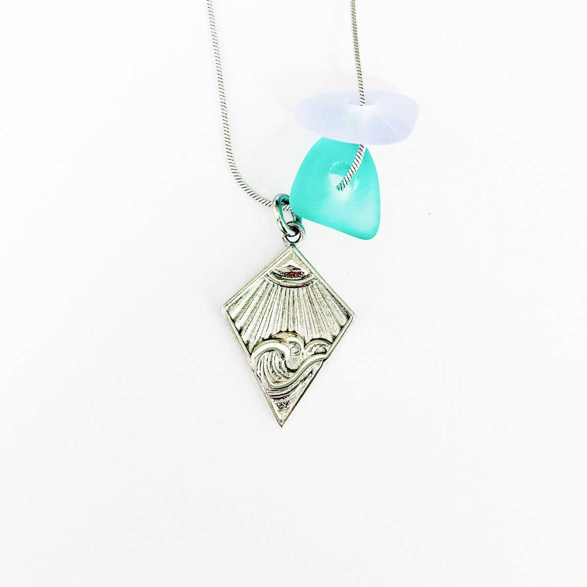 Laguna Treasures Jewellery - Ketting Zeeglas Follow The Sun - Zilver - Verguld - Longbox ketting - Halsketting - Sieraden - Surf