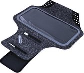 Ntech Sportarmband Fabric/Stof met Sleutelhouder voor Geschikt voor Samsung Galaxy A40 - Zwart/Grijs
