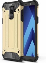 Ntech Hoesje Geschikt Voor Samsung Galaxy A6 Plus (2018) Dual layer Armor Hoesje - Goud