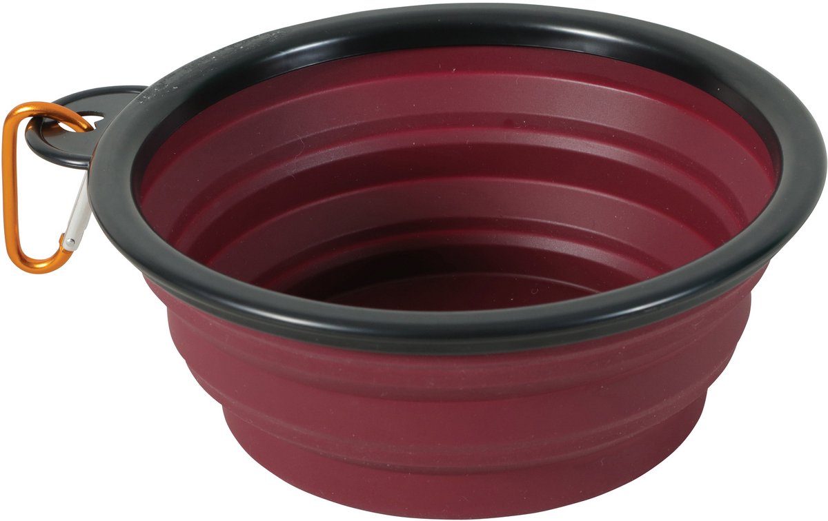 Opvouwbare Siliconen Voerbak ZOLUX - Rood 13cm - 450ml, Vaatwasserbestendig, Inclusief Karabijnhaak