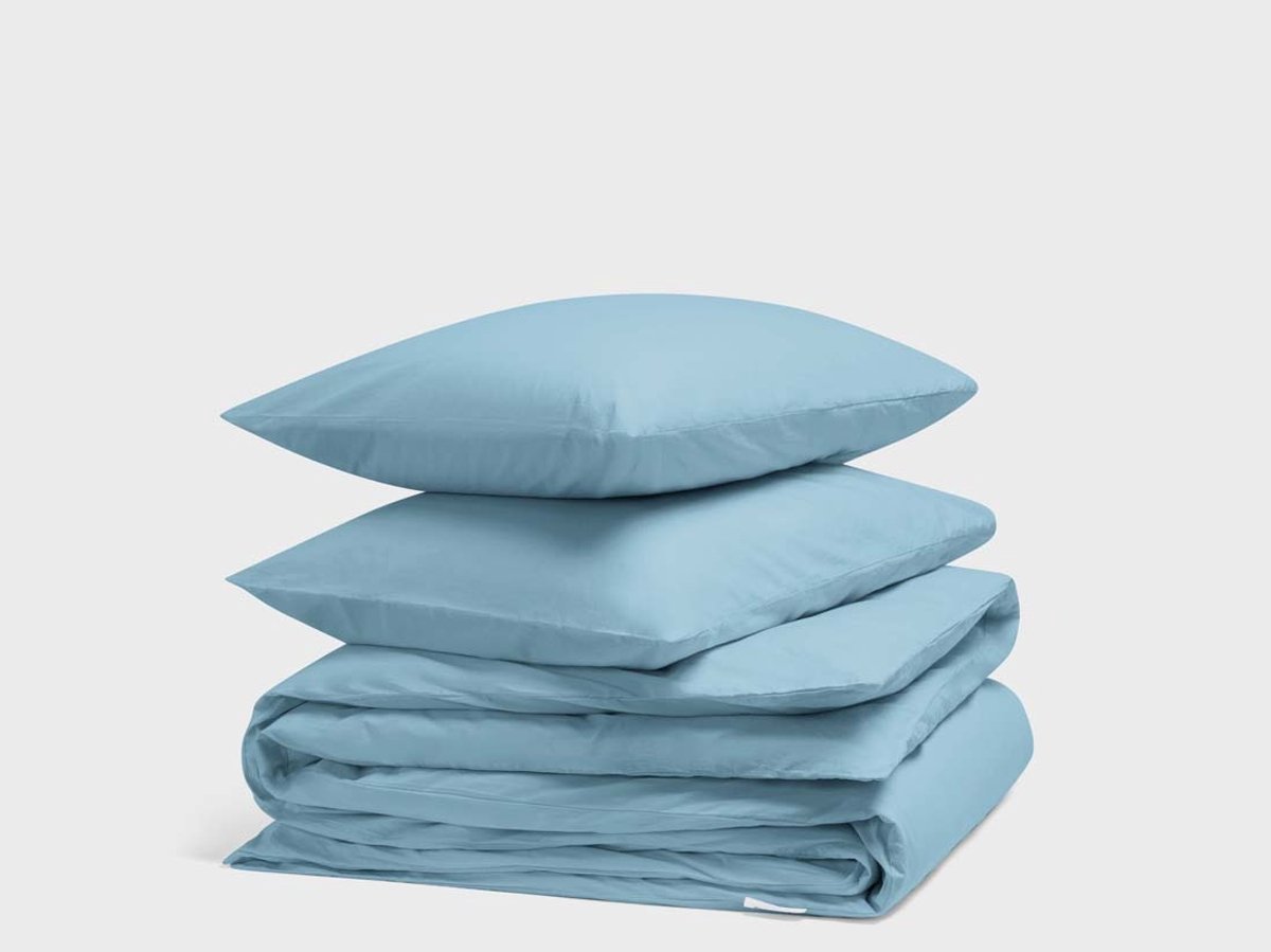 Yumeko dekbedovertrek percal katoen blauw 200x220 + 2/60x70 - Bio, eco & fairtrade