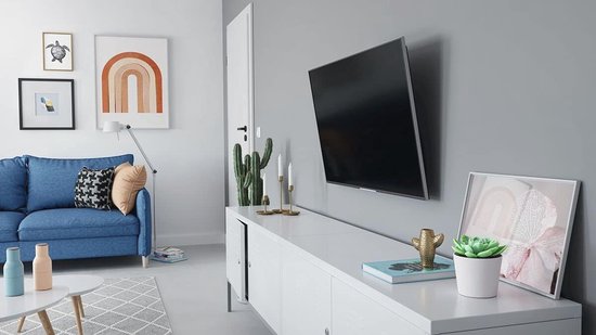 Welfuturer hoek-TV-kast met 4 laden en stopcontact, industrieel hoek- lowboard voor maximaal 55 televisies, Farmhouse TV hoekkast met 4 open vakken, hoekcommode televisietafel voor de woonkamer