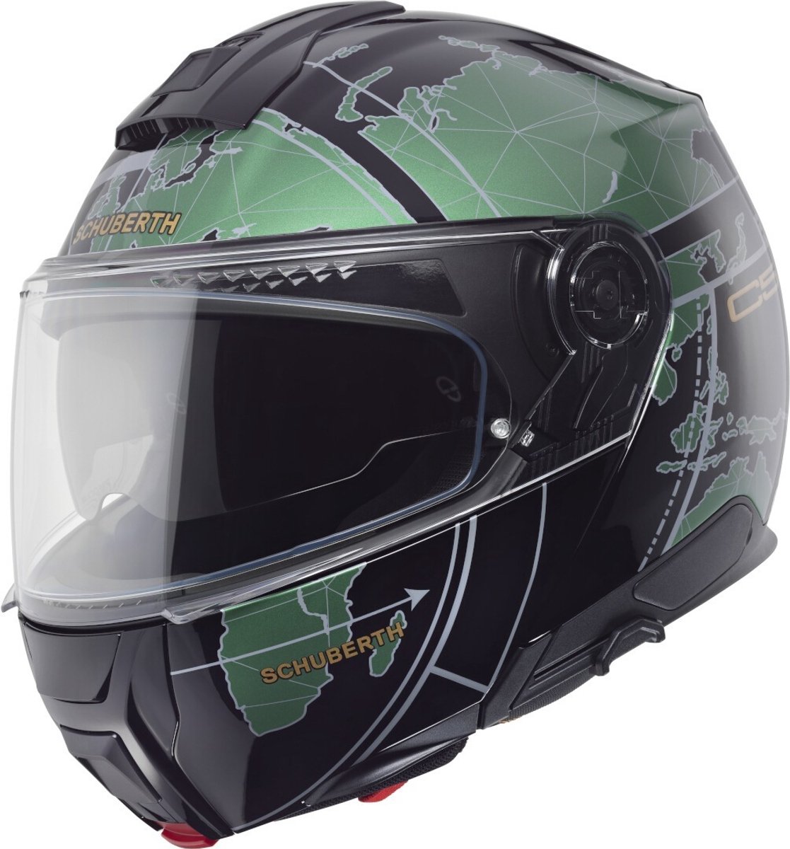 Schuberth C5 Globe Mat Zwart Groen Systeemhelm - Maat S - Helm