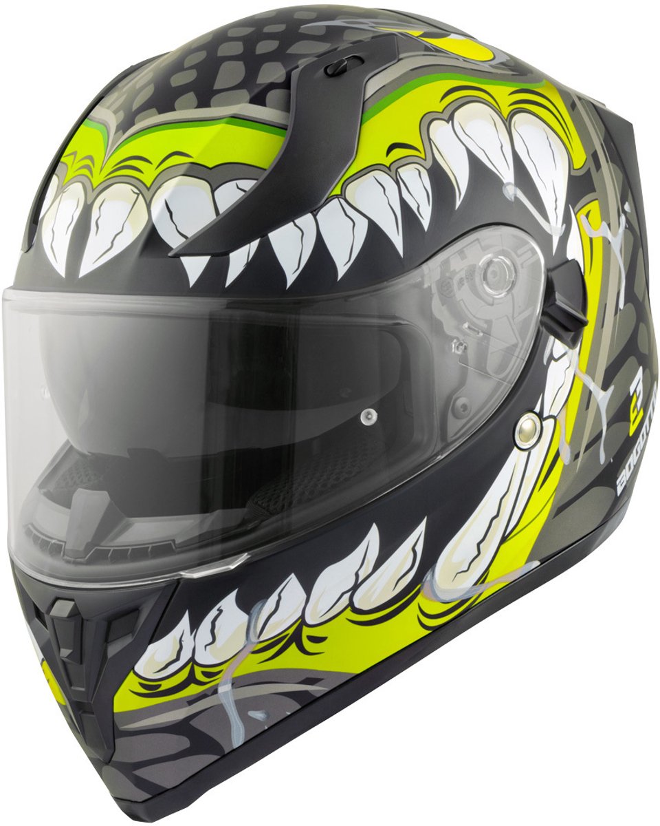 Bogotto V128 Naga Mat Zwart Neon Geel Integraalhelm - Maat L - Helm