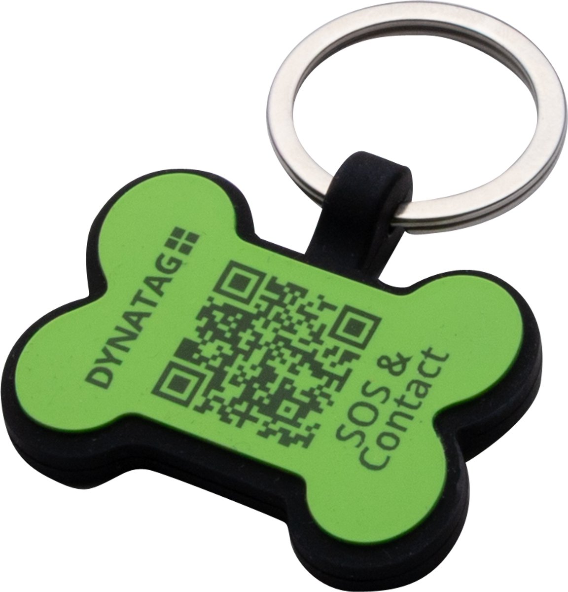 DynaTag Hondenpenning met QR-code - SOS Penning Hond Botje Siliconen Groen