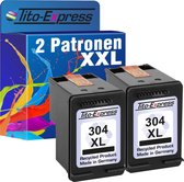 Set van 2x gerecyclede inkt cartridges voor HP 304 XL Zwart