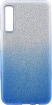 Ntech Samsung Galaxy A7 2018 - Glamour Glitter Dual Layer Back Cover TPU Hoesje - Zilver & Blauw
