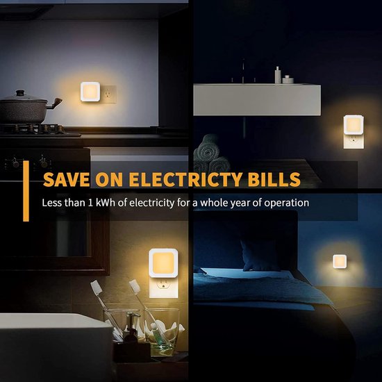 2 x LED-Nachtlampje plug-in/stopcontact - Met schemersensor LED Nachtlampje voor kinderen - Warm licht - Dimbaar - Voor in de baby/kinder kamer van Aimosen — afbeelding 5