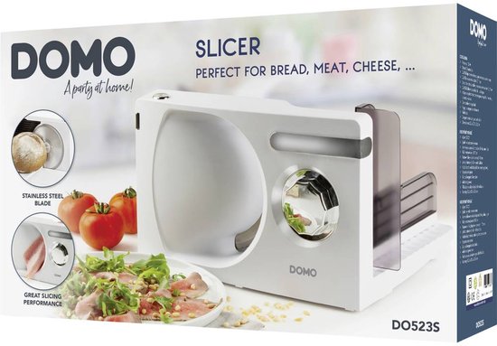 DOMO DO523S Snijmachine – Elektrisch - Gekarteld RVS Mes Ø 17 cm – Allessnijder - 120W