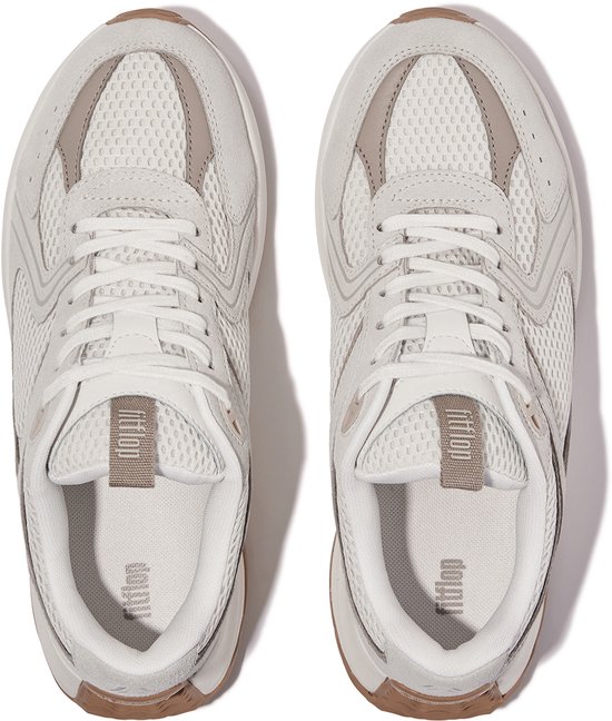 FitFlop F - Baskets pour femmes Mode Flow à plateforme en daim/maille/cuir BLANC - Pointure 40