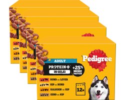 Pedigree Adult Maaltijdzakjes - Proteïne+ Selectie in gelei - Hondenvoer - 48 x 85g