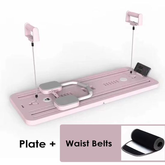 6-in-1 Fitness Trainingsbord met Tailleband – Buikspiertrainer, Push-Up Steunen, Core Trainer & Pilates Bord – Thuis Fitnessapparatuur voor Afvallen & Spieropbouw