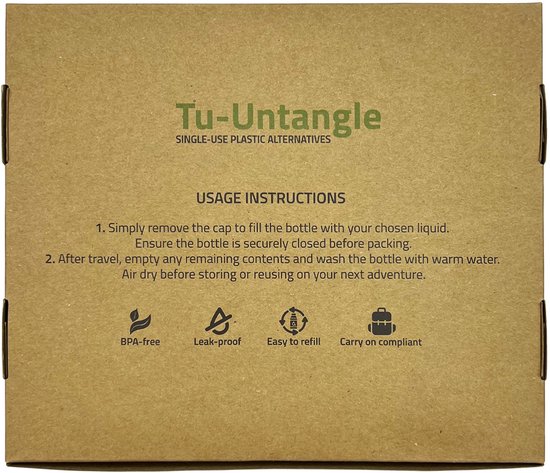 Tu‑Untangle Flacons de Voyage Silicone 90 ml – 8 Pièces (2x4) – Réutilisables & Antifuite – Format Cabine – Écologiques