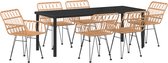 vidaXL - 7-delige - Tuin - Eettafel - Set - Bruin - Poly - Rattan
