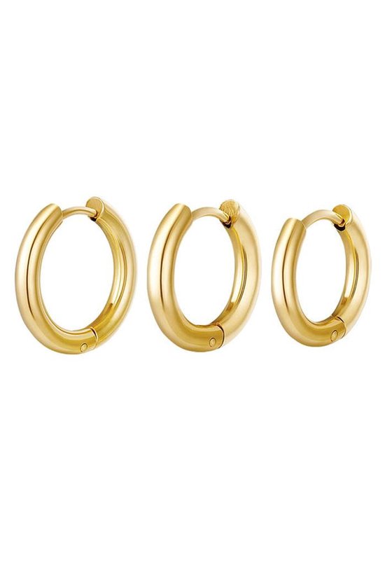 Bijoutheek Boucles d'oreilles Ensemble de trois anneaux Or