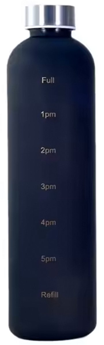 Slimtron - 1 liter water drinkbeker reminder - stay hydrated - zwart - drinkfles met tijden
