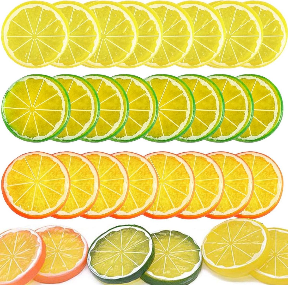 30 stuks nep citroenschijf garnering kunstfruit - klein fruitmodel voor thuis keuken tafel feest decoratie fotografie rekwisiet