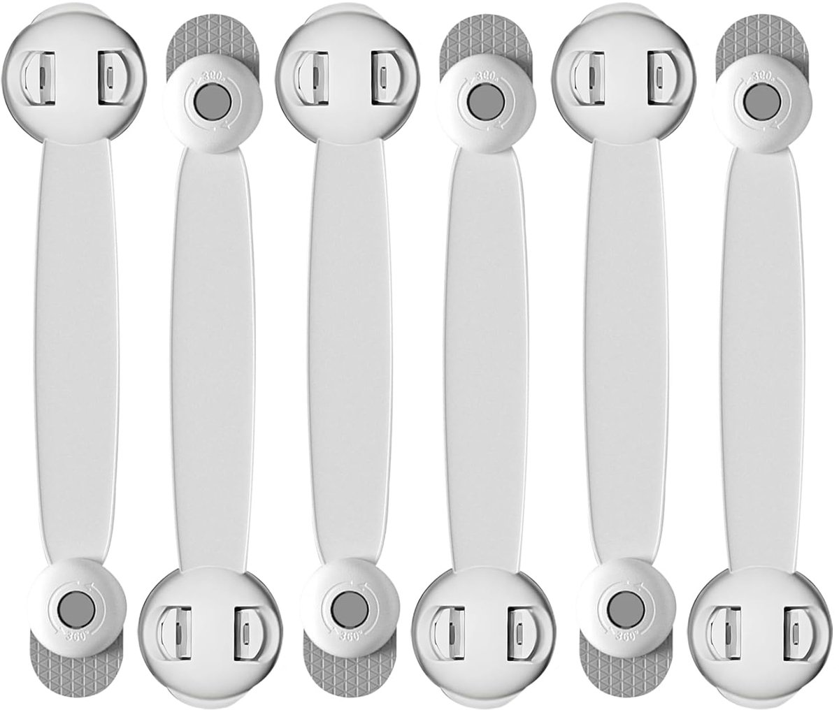 Image of 6 Stuks - Kastdeursloten - Kindveilige Kastsloten - Met lijm - Kastsloten - Kinderveilige Vergrendelingen Voor Keuken, Deur, Lade, Kast en Koelkast - Wit en grijs - Kunststof - 22.5*4.9*3.5 cm