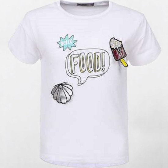 Tee shirt Glo-story blanc hello food 158