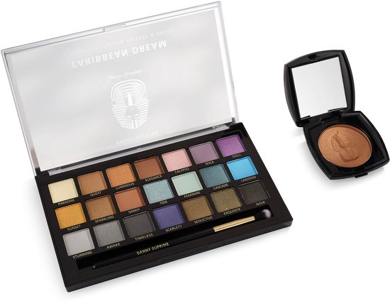 Glam Set - Egyptian Powder Bronzer + Caribbean Dream Oogschaduw Palette (21 kleuren en kwast)
