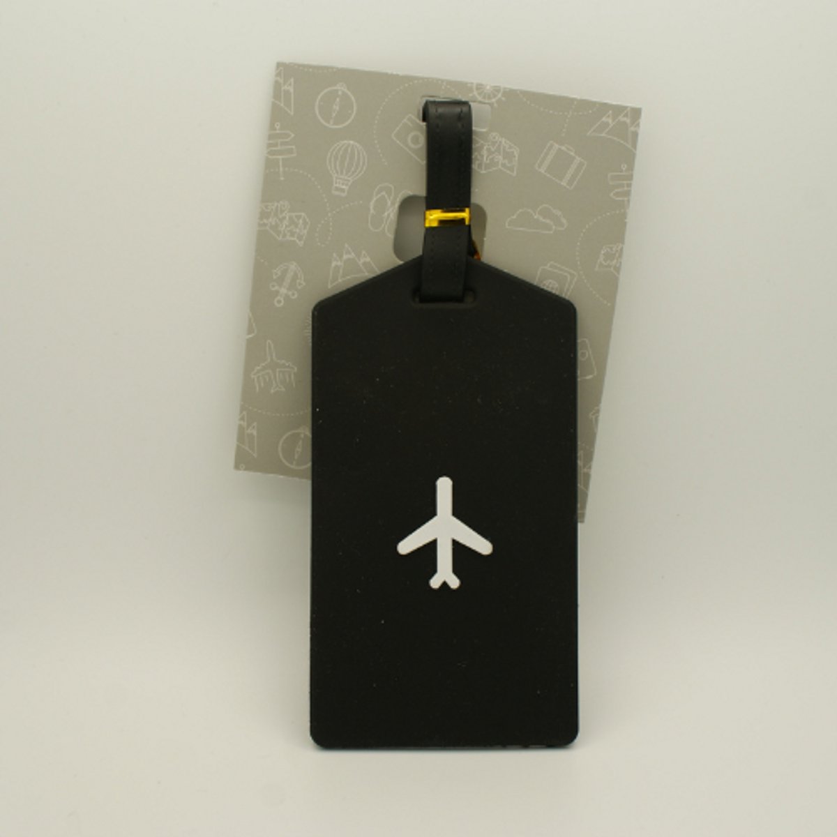 Kofferlabel - Zwart - Vliegtuigicoon | Bagagelabel - Luggage Tag