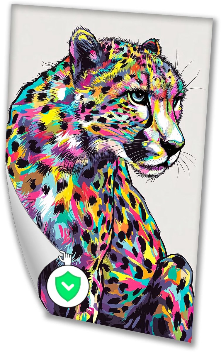 Psychedelische kleurrijke luipaard kunst - Luipaard muurdecoratie - Posters dieren - Psych