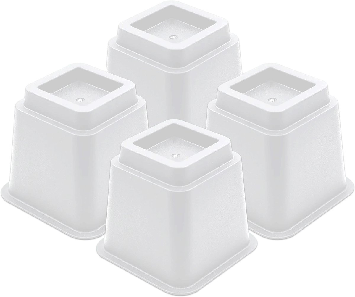 JustValue Verstelbare Meubelverhoger Set - Verhoogt met 13 cm - Max. 600 kg - Wit - Stoelverhogers - Bedklossen - Tafelverhoger