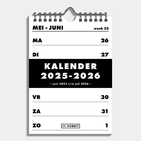 Foto: Hobbit weekkalender 2025 2026 schooljaar 1 week op 1 pagina spiraalkalender weekplanner a5 14 8 x 21 cm basic zwart wit