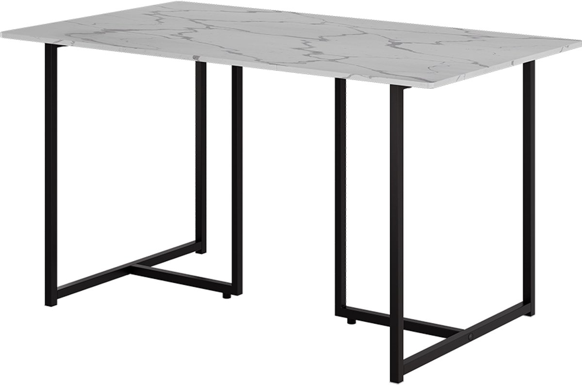 Vicco Merido Eettafel – 140 x 80 cm Zwart/marmer-wit