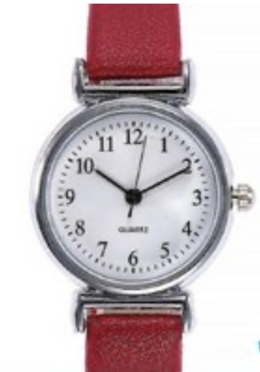 Aanbieding-Horloge -Jol-voor de smalle pols- Lederbandje- Rood- 26 mm