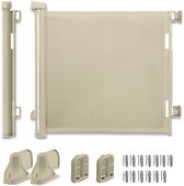 SIMANTI Oprolbaar traphekje beige 150cm - Veiligheidshekje voor Baby - Kinderhekje - Hondenhek - Instelbare Traprekje - voor baby's en honden - Luxe en stevige Mesh
