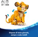 Gele LEGO Simba leeuwenwelp met beweegbare kop, poten en staart, 222 onderdelen.