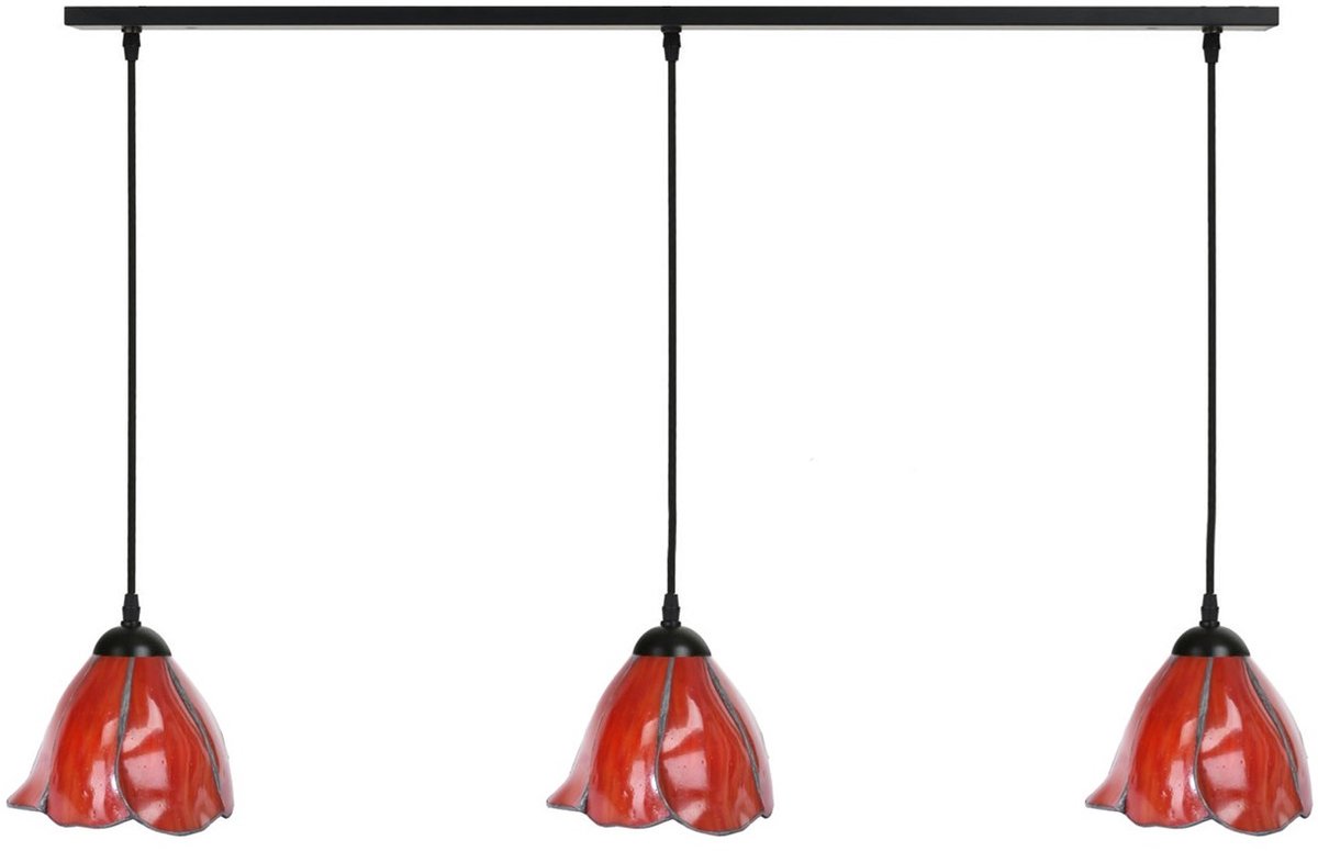 3 x Tiffany Tender Poppy lampen aan plafondbalk - Art Deco Trade