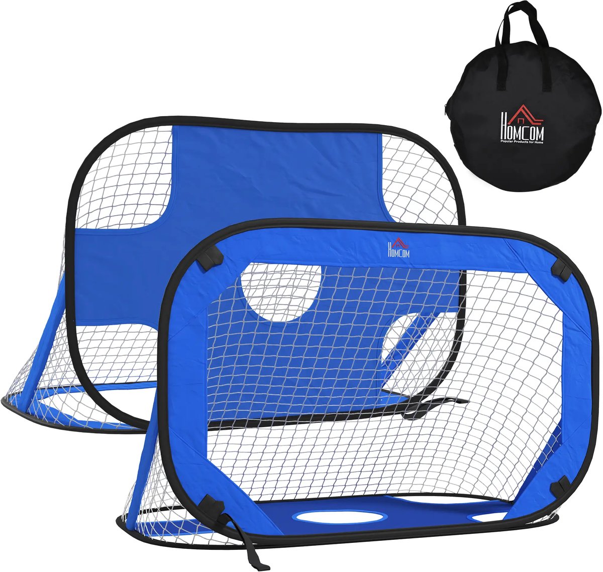 Voetbaldoelen Set van 2 - Pop-up Voetbaldoeltjes - Opvouwbaar - 123 x 80 x 80 cm - 2 stuks - Mobiel met Draagtas - Buitenspeelgoed voor Kinderen en Volwassenen - Voetbal Training Doel - Blauw