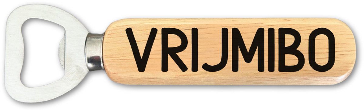 Bieropener - 'VRIJMIBO' - JM WOODS - Perfect Cadeau voor Bierliefhebbers - Stoer en Grappig Geschenk voor Vrienden, Collega's en Speciaal Gelegenheden - Ideaal voor een Borrel of Feest - Handig en Duurzaam Cadeau voor Elke Gelegenheid