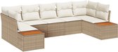 vidaXL - 7-delige - tuinsofa - set - met - kussens - in - beige - poly - rattan - en - acacia