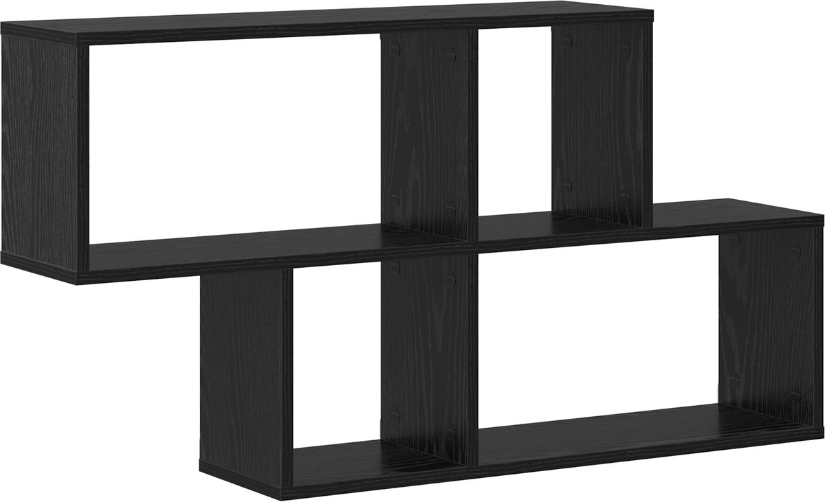 vidaXL Wandplank - Muurmontage - Zwart - Bewerkt - hout