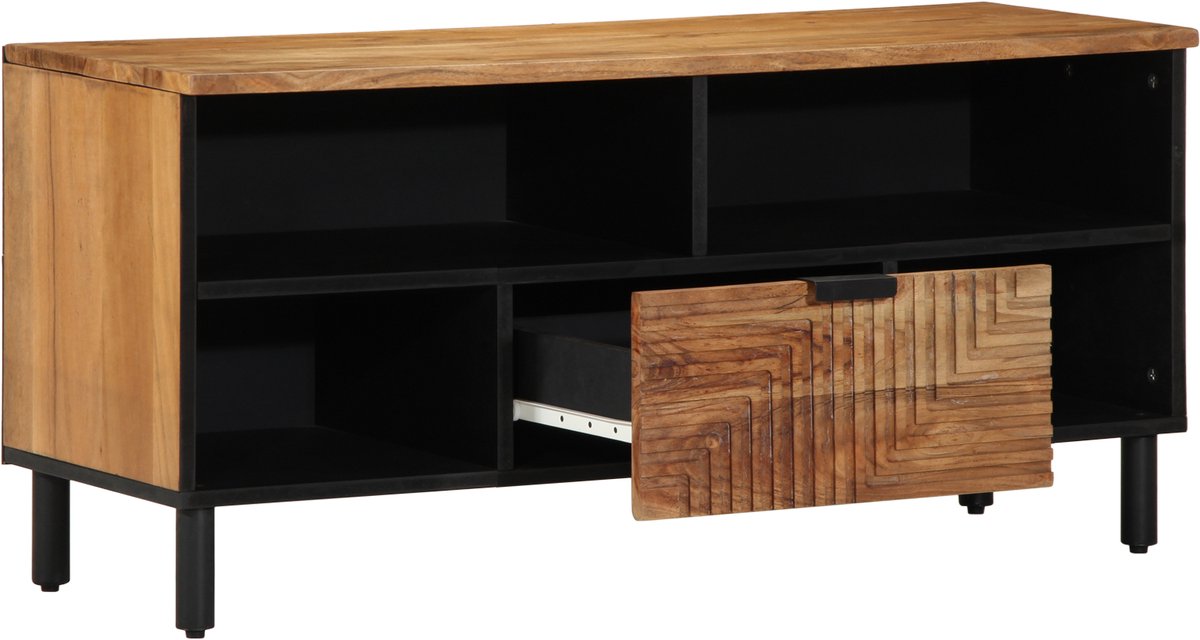 vidaXL - TV - Eenheden - Massief - Acacia - Hout - 100 - x - 33,5 - x - 46 - cm - Bewerkt - hout