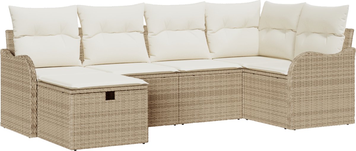 vidaXL Tuinbank - Set - 6 - st - Poly - rattan Beige